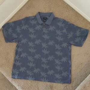 Van Heusen Blue and Gray Palm Tree Polo Shirt